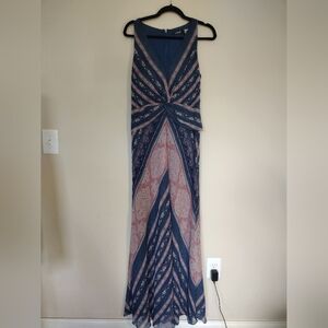 Print Twist-Front Georgette Gown